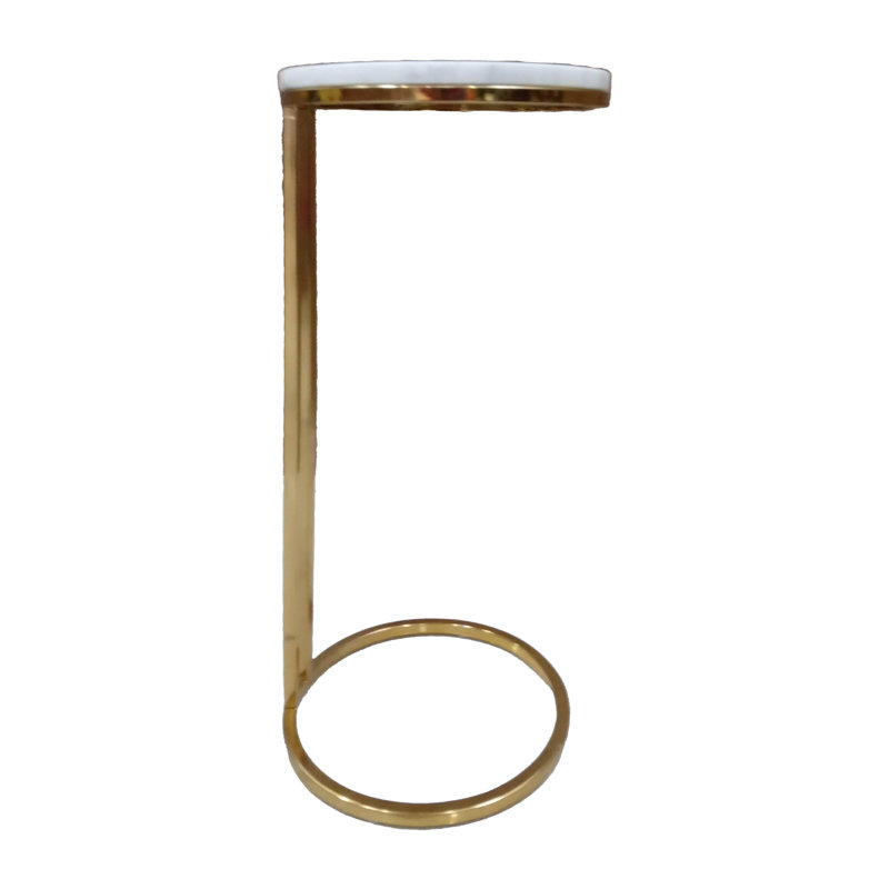 Mercer41 24"H Metal/Marble Drink Table in White/Gold with Iron Frame ...